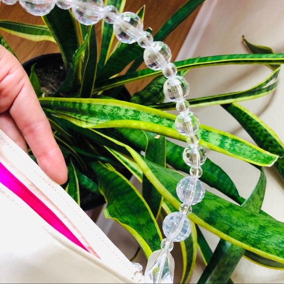 Nina || Ivory clear Beads Handbag Purse - Picture 3 of 5